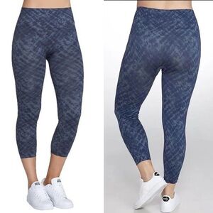 SPANX Look At‎ Me Now Leggings Seamless Size Large Indigo Gray Tie-Dye Cropped